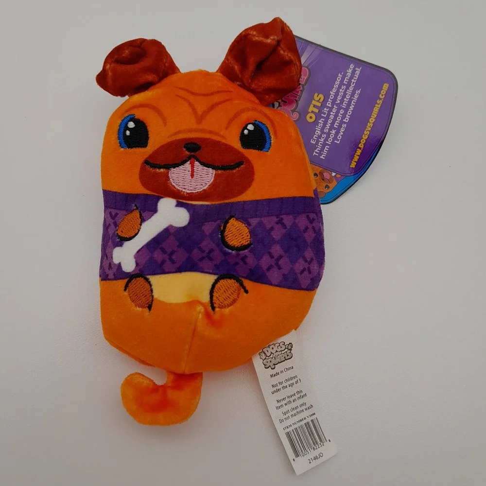 Dogs vs Squirls Otis Bean Bag Plush Series 1 Orange Dog Purple Vest V2000 NWT